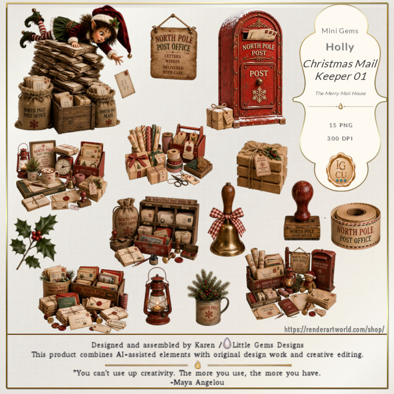 (image for) Mini Gems | CU | Holly | Christmas Mail Keeper 01